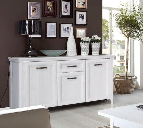 Sydney White Oak Wood Effect Large Sideboard With 3 Doors & 1 Drawer- AXDK231-D50