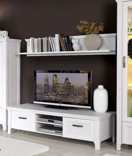 Sydney White Oak Wood Effect TV Cabinet With 2 Doors and 2 Open Shelves - AXDT131-D50