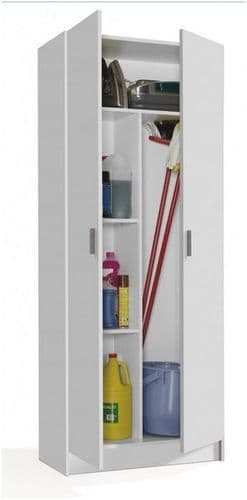 Tall White 2 Door Utility Universal Storage Cupboard White 7142O
