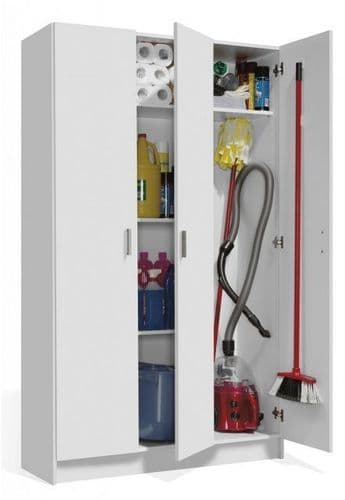 Tall White 3 Door Utility Universal Storage Cupboard with Doors ARM3P