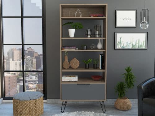Tara Display Bookcase with Door in Oak VG908 CP