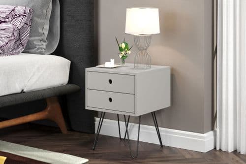 Telford 2-Drawer Bedside Cabinet with Metal Legs BSG710CP