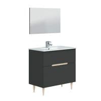 Tello 800mm Anthracite Grey And Oak Effect Bathroom Vanity Cabinet with Sink And Mirror -305401Z/SO
