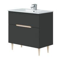 Tello 800mm Anthracite Grey And Oak Effect Bathroom Vanity Cabinet with Sink And Mirror -305401Z/SO