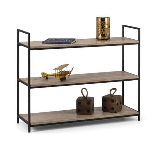 Terrassa Modern Black And Sonoma Oak Low Bookcase JB549