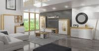 Theo White High Gloss And Oak 2 Door Wardrobe With Shelves and LED Lights - THS-2-N8C