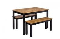Thonon Black Frame With Oiled Wood Dining Table Bench 19LD374