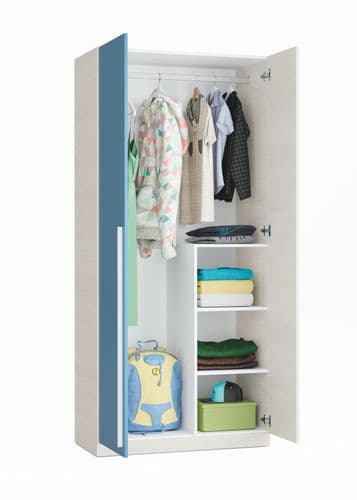 Thuram 90cm White & Blue 2 Door Wardrobe 0A7437Y - S/O