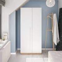 Todibo 90cm Oak Effect & White 2 Door Wardrobe - 017437W - S/O