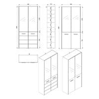 Tokyo Oak Effect Mirrored Door 50 Pair Large Shoe Cabinet Cupboard - 11011489