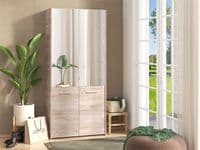 Tokyo Oak Effect Mirrored Door 50 Pair Large Shoe Cabinet Cupboard - 11011489