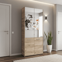 Tokyo Oak Effect Mirrored Door 50 Pair Large Shoe Cabinet Cupboard - 11011489
