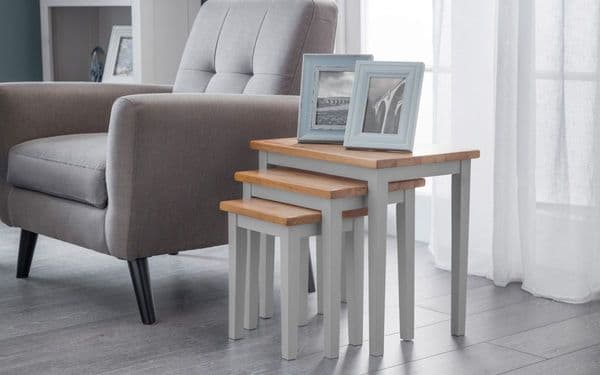 Toledo Nest of Tables Two Tone Grey/Oak Finish 24JB272