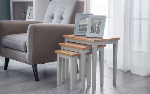 Toledo Nest of Tables Two Tone Grey/Oak Finish 24JB272