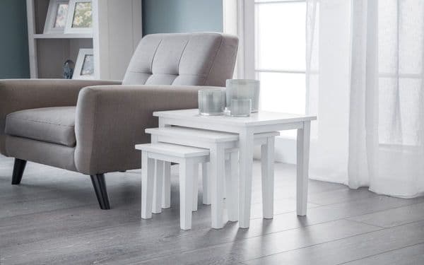 Toledo White Lacquered Finish Nest of Tables 18JB134