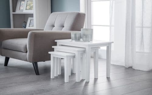 Toledo White Lacquered Finish Nest of Tables 18JB134