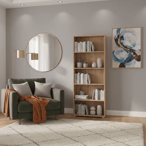 Tomar Artisan Oak Effect Slim 176.5cm Tall Bookcase Bookshelf Shelving Unit - 11011479