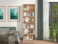 Tomar Artisan Oak Effect Slim 211.5cm Tall Bookcase Bookshelf Shelving Unit - 11011481