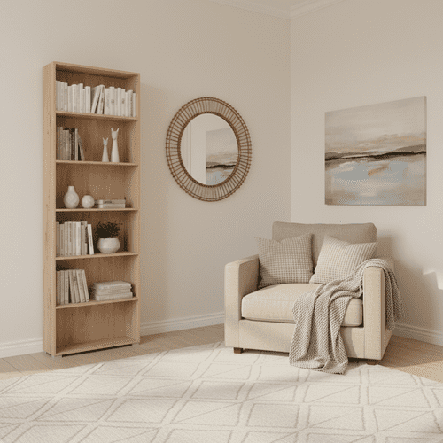 Tomar Artisan Oak Effect Slim 211.5cm Tall Bookcase Bookshelf Shelving Unit - 11011481