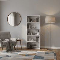 Tomar White Slim 176.5cm Tall Bookcase Bookshelf Shelving Unit - 11011438