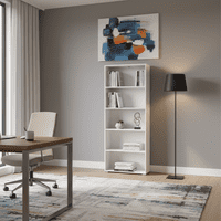 Tomar White Slim 176.5cm Tall Bookcase Bookshelf Shelving Unit - 11011438