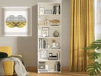 Tomar White Slim 211.5cm Tall Bookcase Bookshelf Shelving Unit - 11011440