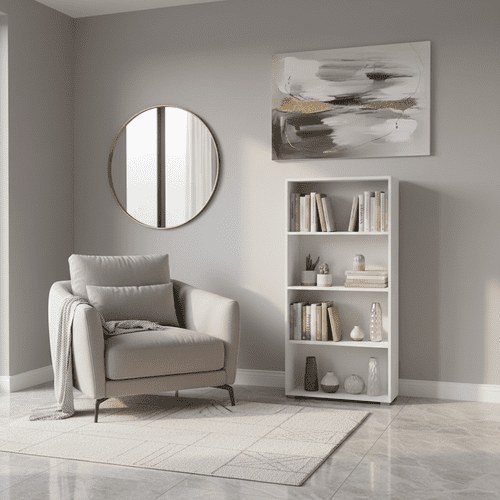 Tomar White Slim Low Short Bookcase Bookshelf Shelving Unit - 11011436