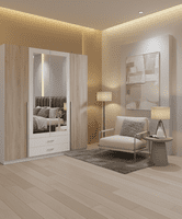 Toronto 4 Door and 2 Drawer White and Oak effect Wardrobe 119453