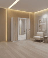 Toronto 4 Door and 2 Drawer White and Oak effect Wardrobe 119453