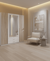 Toronto 4 Door and 2 Drawer White and Oak effect Wardrobe 119453