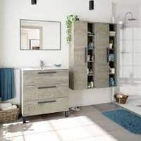 Torres 800mm Grey Wood Effect 3 Drawer Bathroom Vanity Cabinet with Sink And Mirror -305423c/SO