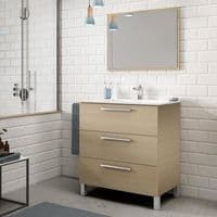 Torres 800mm Oak Effect 3 Drawer Bathroom Vanity Cabinet with Sink And Mirror -305423R/SO