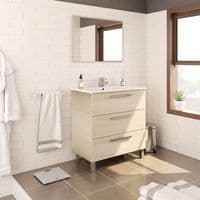 Torres 800mm Oak Effect 3 Drawer Bathroom Vanity Cabinet with Sink And Mirror -305423R/SO