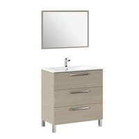 Torres 800mm Oak Effect 3 Drawer Bathroom Vanity Cabinet with Sink And Mirror -305423R/SO