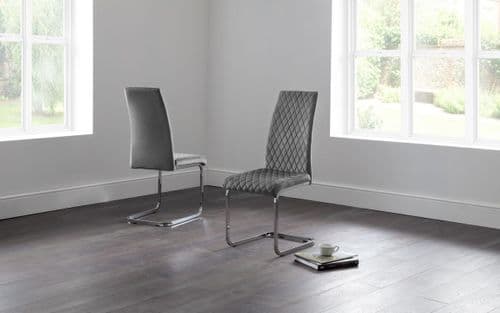 Toulon Grey Velvet Cantilever Dining Chair 24JB185