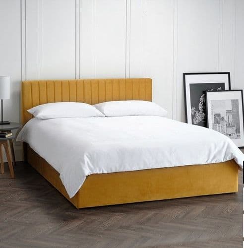Touquet Mustard Velvet King Size Ottoman Storage Bed 22LD162