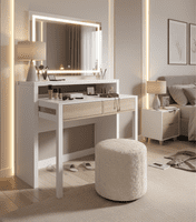 Tressa White with Oak Extending Console Dressing Table - Simple Desk