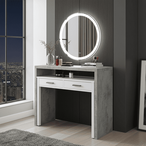 Tressa Extendable Console Desk in Grey and White - 0L4582A