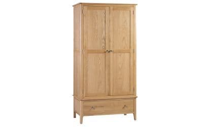 Trier Solid Oak Effect 2 Door 1  Drawer Wardrobe 24JB302