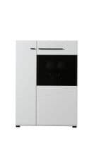 Trinity Short Low Display Cabinet In White Gloss with Black
