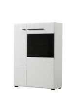 Trinity Short Low Display Cabinet In White Gloss with Black