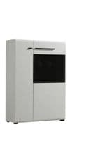 Trinity Short Low Display Cabinet In White Gloss with Black