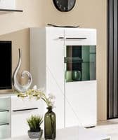 Trinity Short Low Display Cabinet In White Gloss with Black