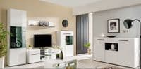 Trinity Tall White Gloss and Black Display Cabinet with Glass Door