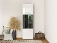 Trinity Tall White Gloss and Black Display Cabinet with Glass Door