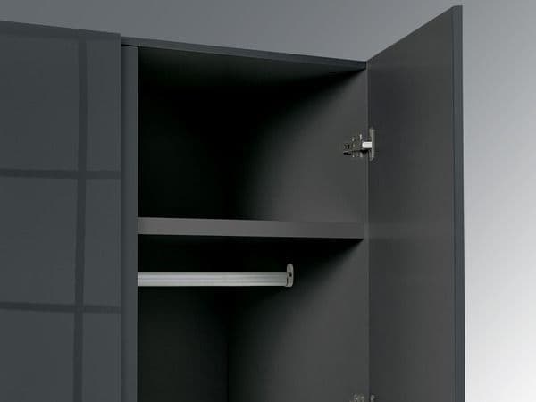 Troyes Charcoal High Gloss 2 Door Wardrobe 19LD81