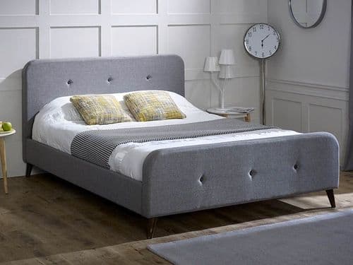 Tucana Ash Grey Fabric 5ft King Size Bed - LLB