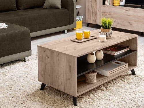 Umbria Grey Oak Effect And Black Coffee Table - 11008622 S/O