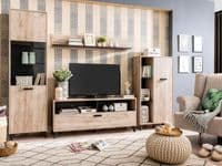 Umbria Grey Oak Effect And Black Floating Wall Shelf - 11008866 S/O