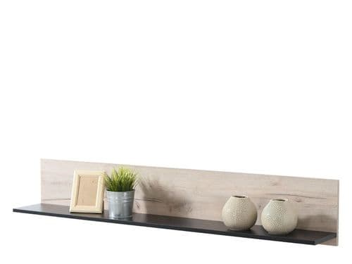 Umbria Grey Oak Effect And Black Floating Wall Shelf - 11008866 S/O